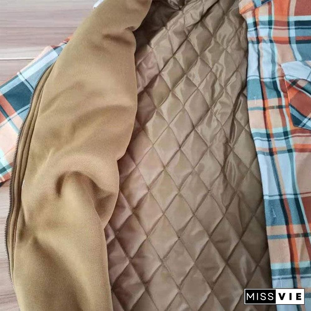 Mens Winter Plaid Thick Casual Jacket