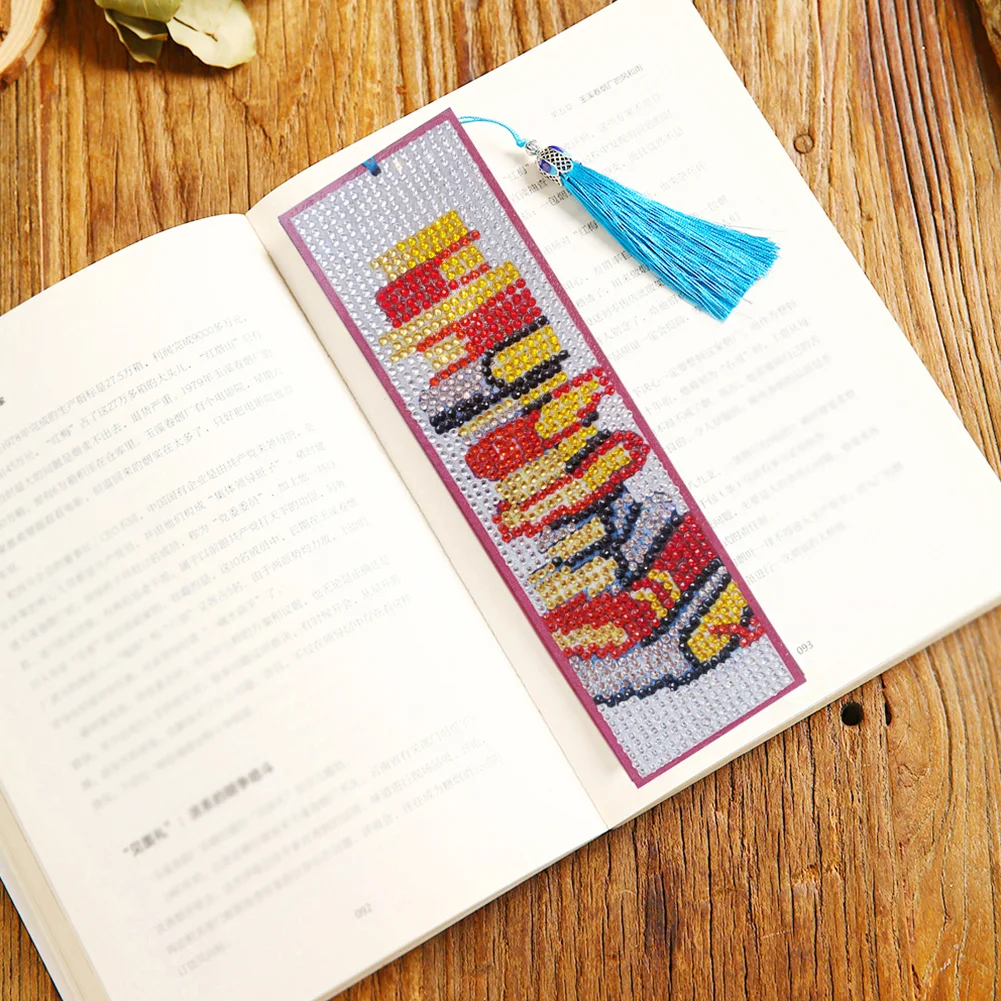 DIY Diamond Painting Leather Bookmark - Book
