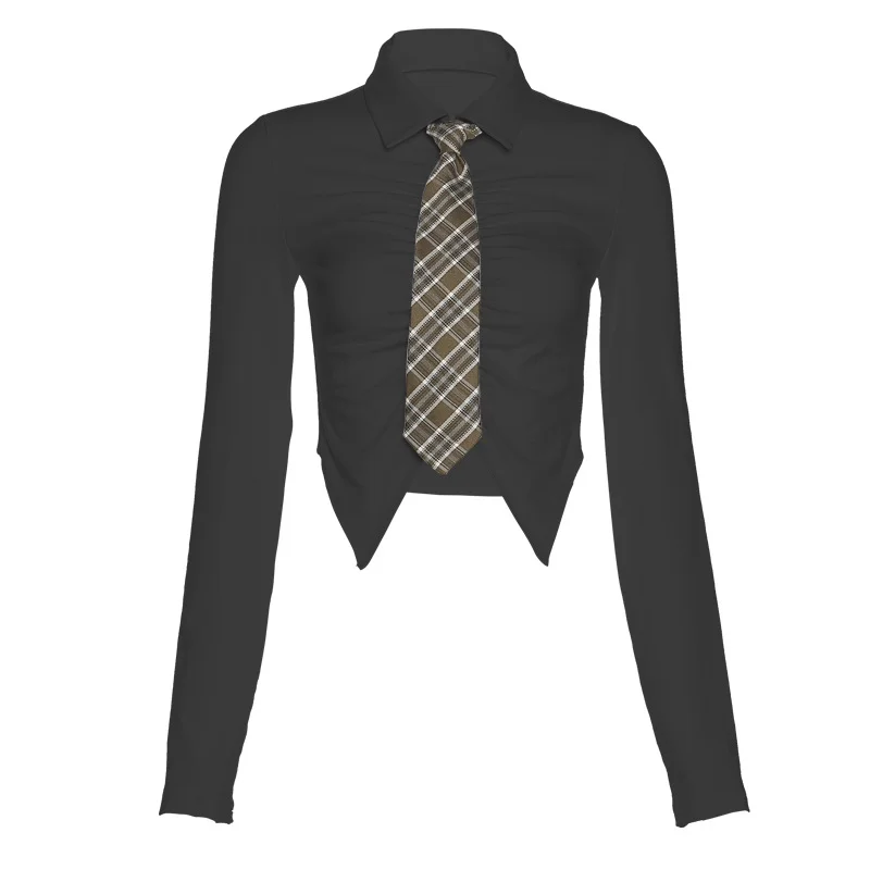 printed shirt with solid tie