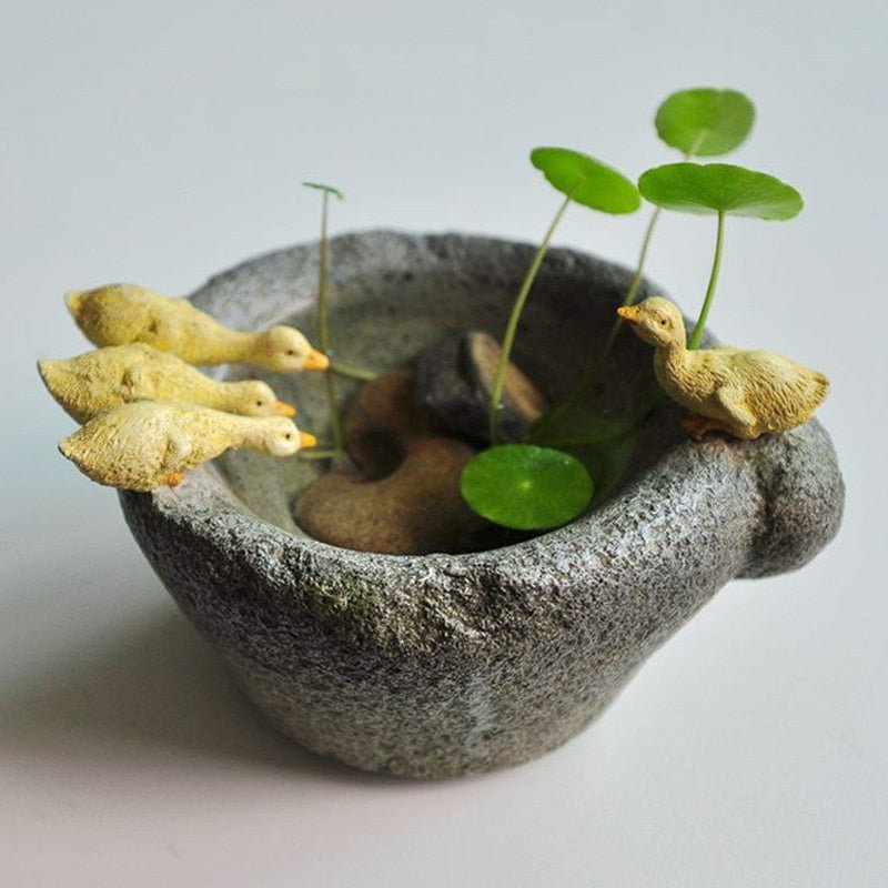 Creative Succulent Pot with Ducks Maison et Jardin Flowerpot Bonsai Plant Pot Imitation Animal Flower Pot Outdoor Decoration