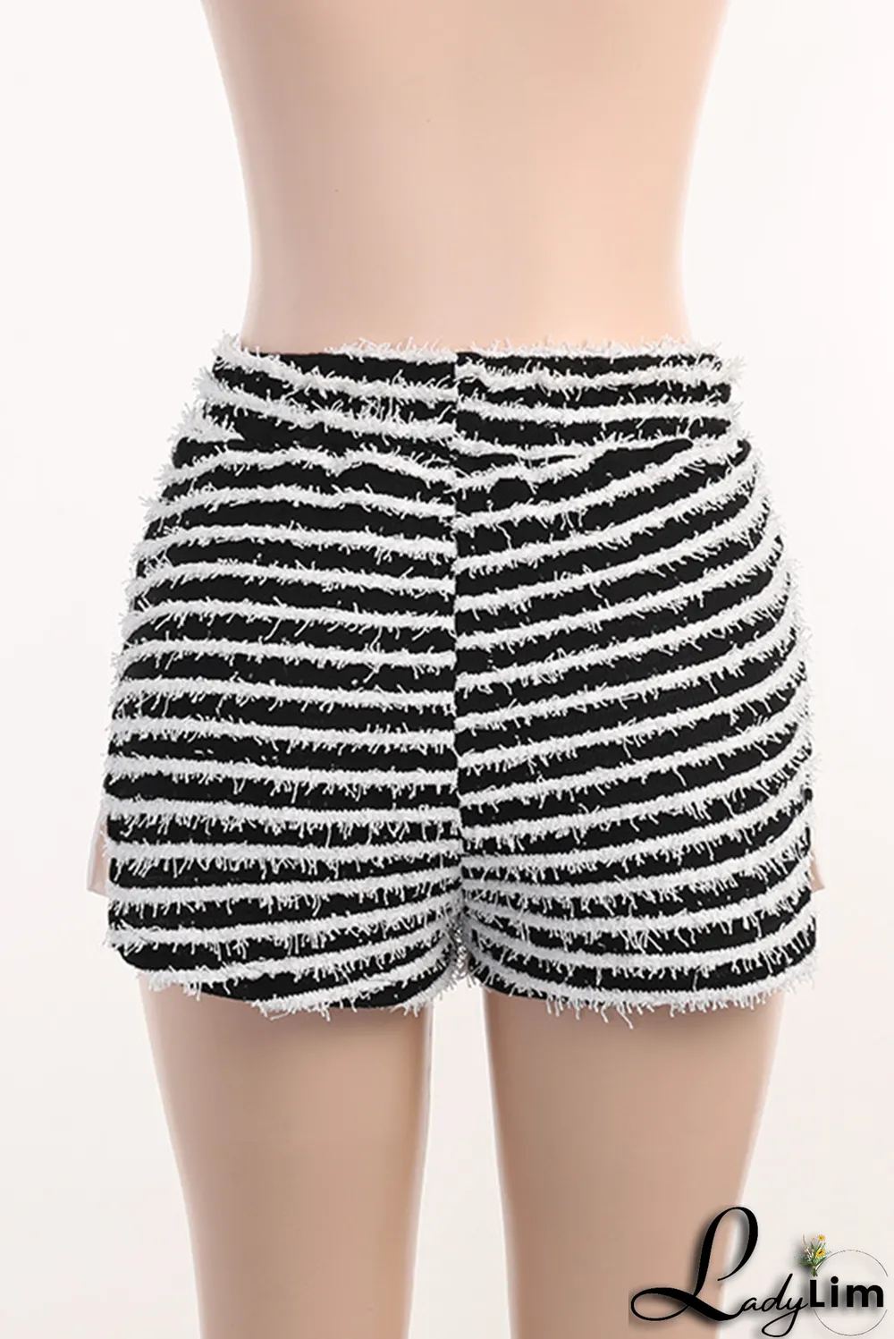 Yellow Sexy Striped Patchwork Draw String Skinny High Waist Pencil Full Print Bottoms