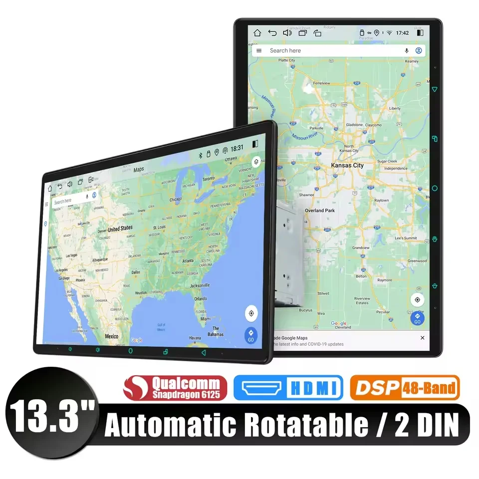 JOYING nou proiectat 10.1„11.6” 13.3"15.1” Android 12 Car Stereo universal unitate de cap cu ecran rotativ automat