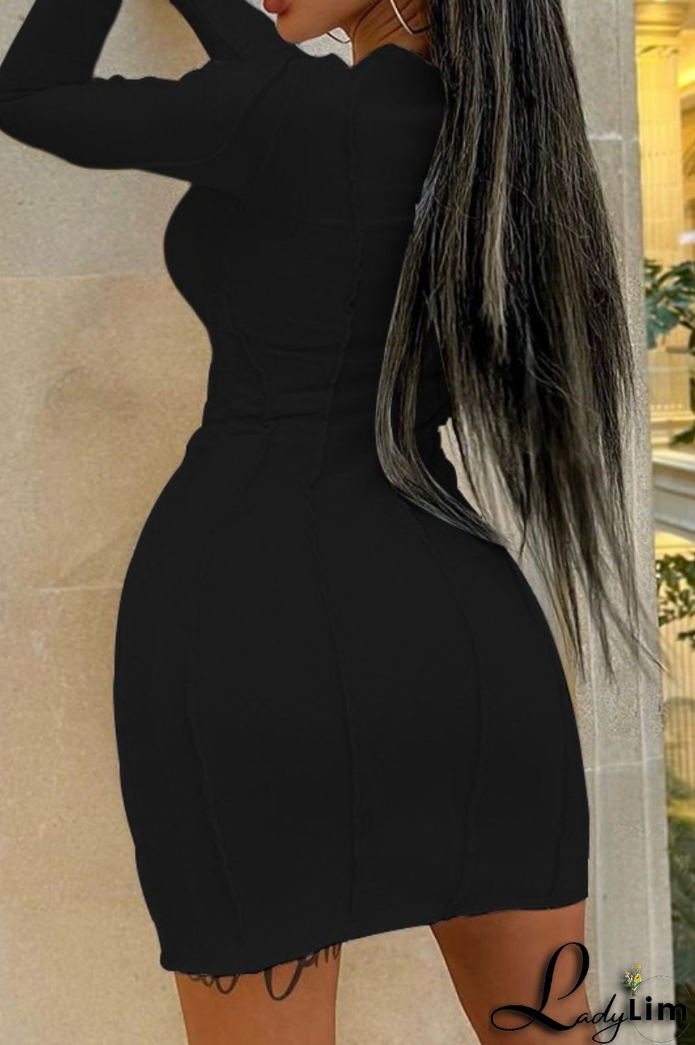 White Casual Solid Patchwork O Neck Long Sleeve Dresses