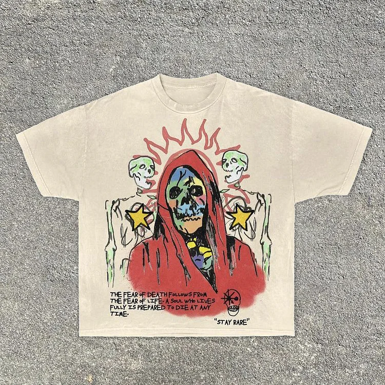 Personality college style loose casual printed T-shirt