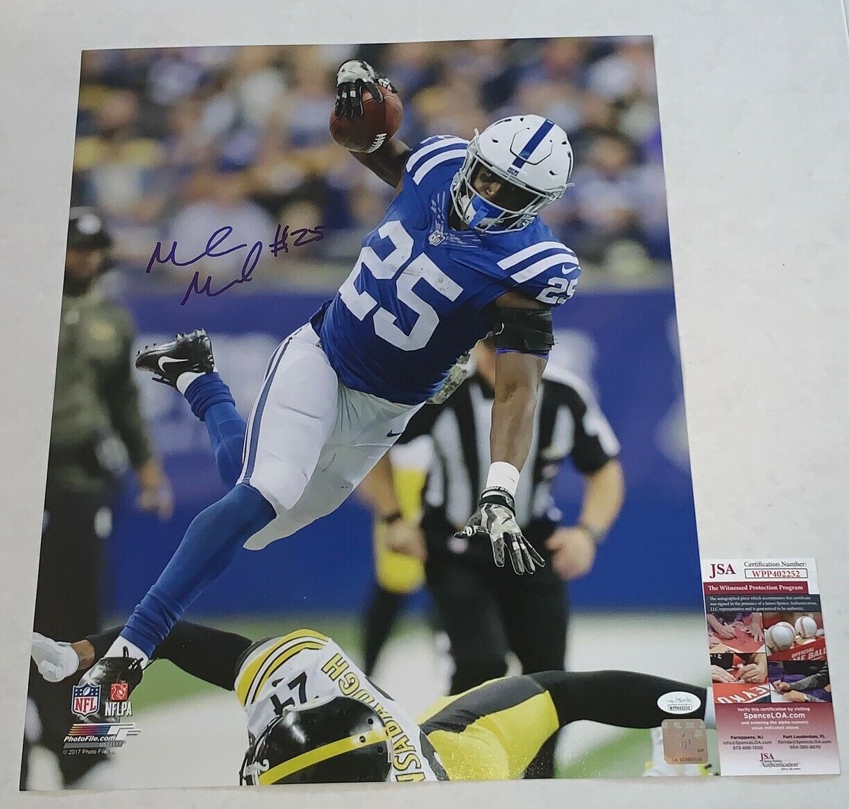 Marlon Mack signed Indianapolis Colts 16x20 Photo Poster painting autographed JSA Witnessed