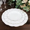 10 Pack | 6" White Hard Plastic Dessert Plates with Gold Ruffled Rim, Heavy Duty Disposable Salad Appetizer Dinnerware