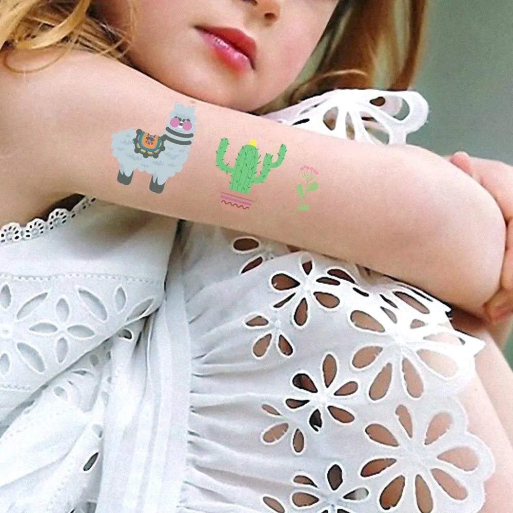 Alpaca tattoo stickers children waterproof grass mud horse cartoon arm face stickers waterproof disposable stickers