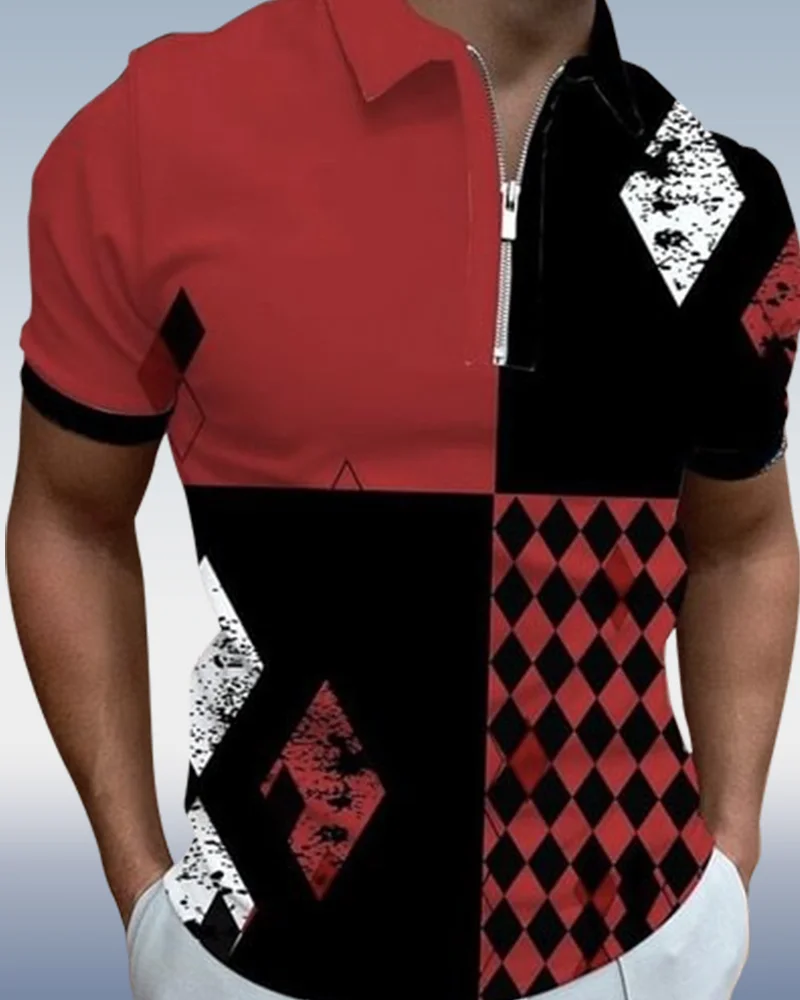 Suitmens Men's Contrasting Color Short Sleeve Polo Shirt 018