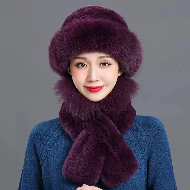 Fur Hat Female Winter Warm Imitation Fox Fur Hat Thickened Mother Korean Fashion Rex Rabbit Fur Bowler Hat Winter