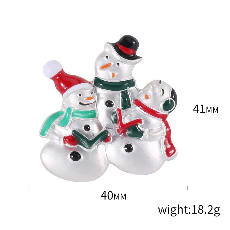 Cute Classic Style Pin Santa Claus Snowflake Elk Alloy Enamel Inlay Rhinestones Unisex Brooches