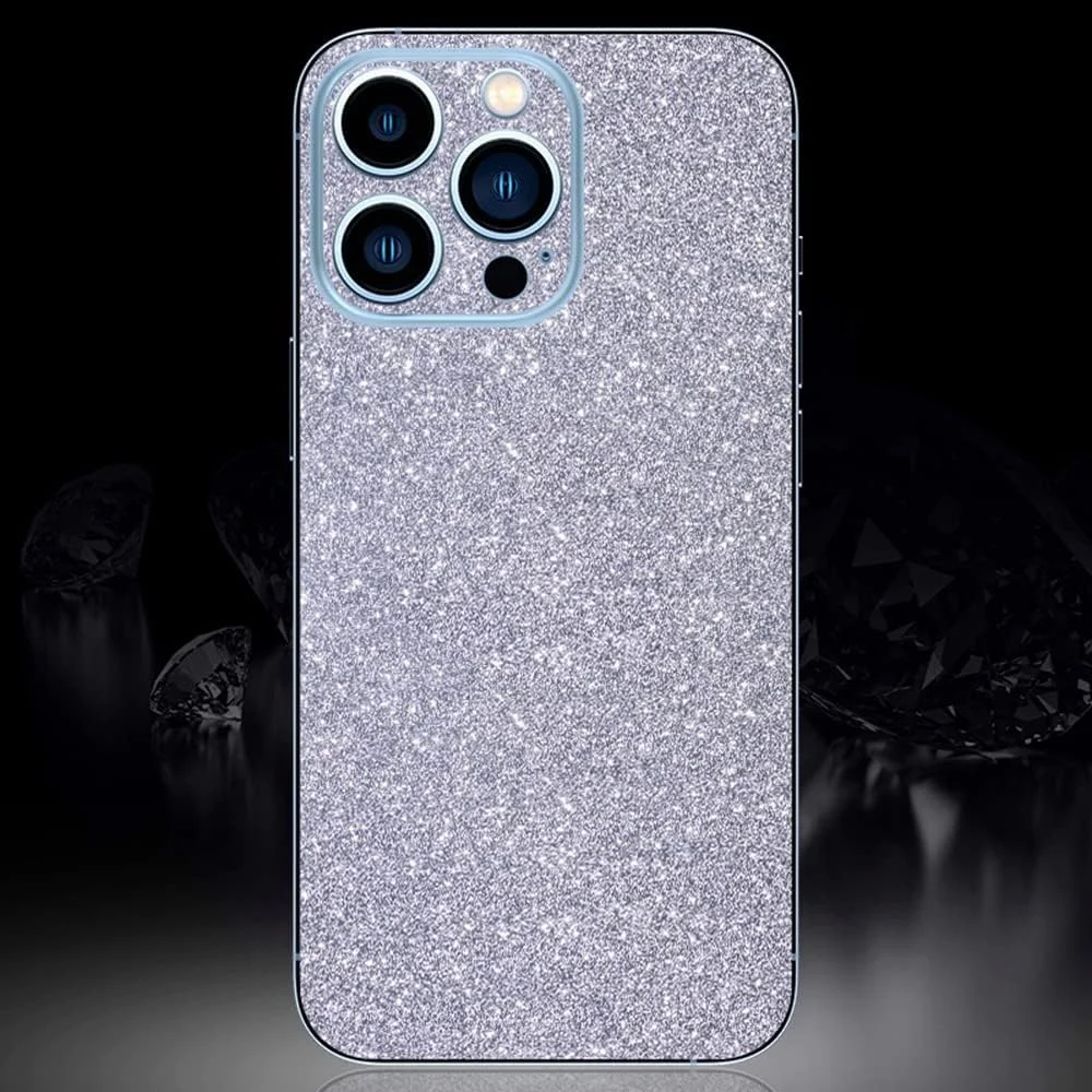 Compatible with iPhone 13 Pro Max Bling Glitter Sticker Skin Wraps Shiny Sparkle Cute for Women Girls Girly Luxury Sticker 2 Pack Rainbow