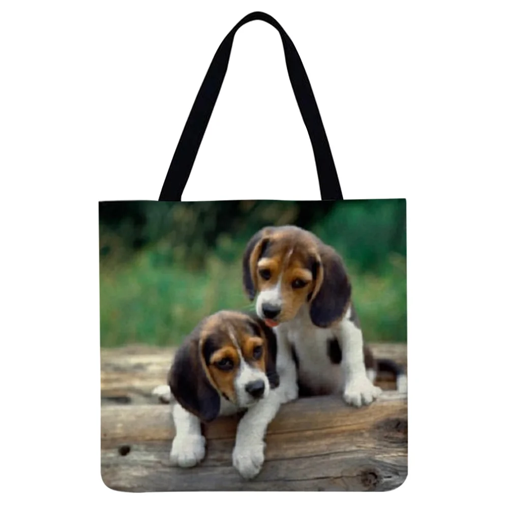 Linen Tote Bag-Two dogs   (40*40cm)
