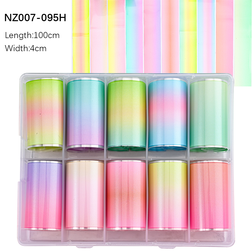 Kissbake 10pcs 4x100cm Nail Transfer Foil Paper Sticker Set Luxury Foil Nails Logo Transfer Nail Stickers Designer Fashion Nail Art Decal