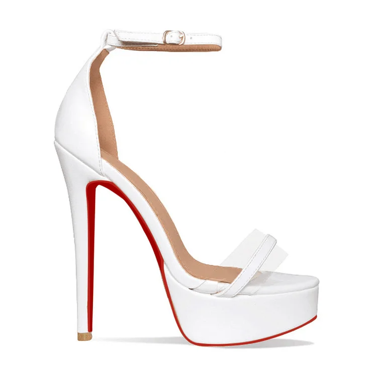 150mm Platform Ankle Strap High Heels Women Concise Red Bottom Sandals