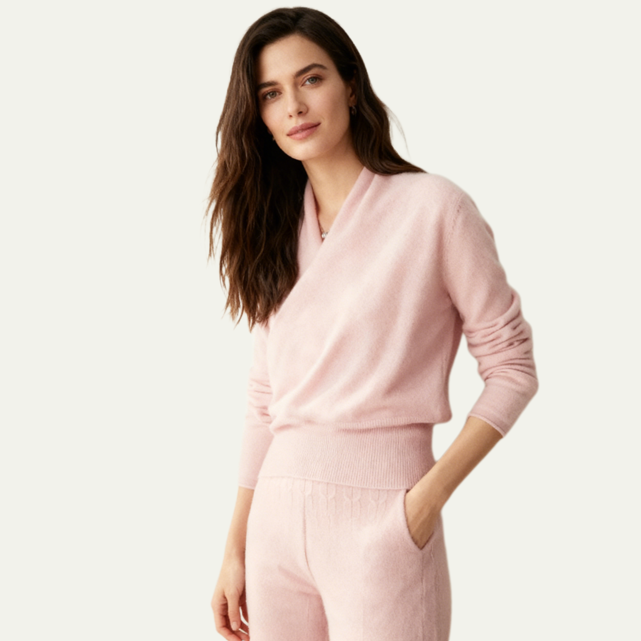 Women's Wrap-Front Cashmere Sweater REAL SILK LIFE