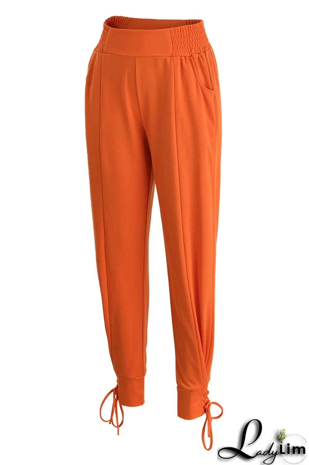 Black Fashion Casual Solid Basic Regular High Waist Trousers