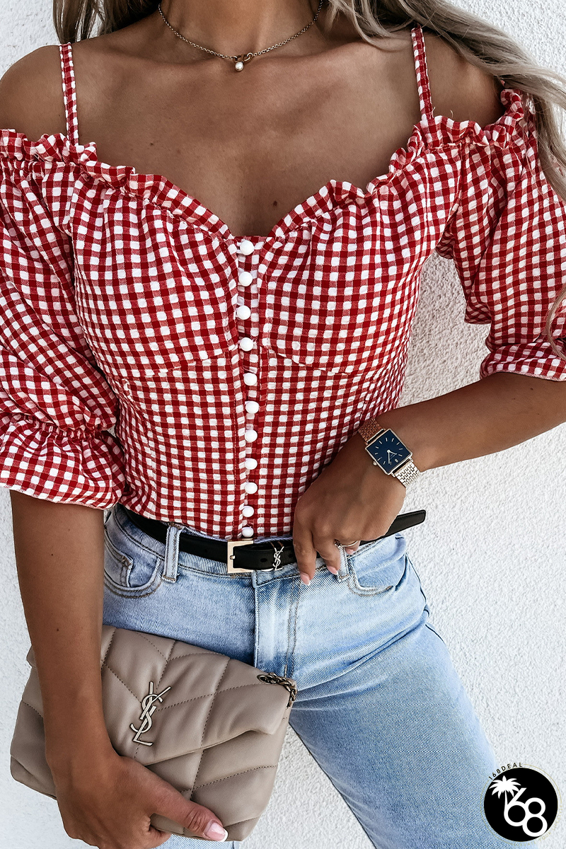 Casual Plaid Spaghetti Strap Tops | 168DEAL