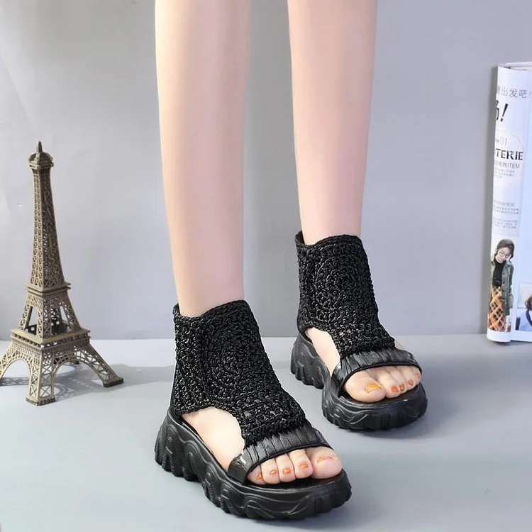 2024 New Women's Thick-Soled Knitted Thick-Soled Sandals  Stunahome.com