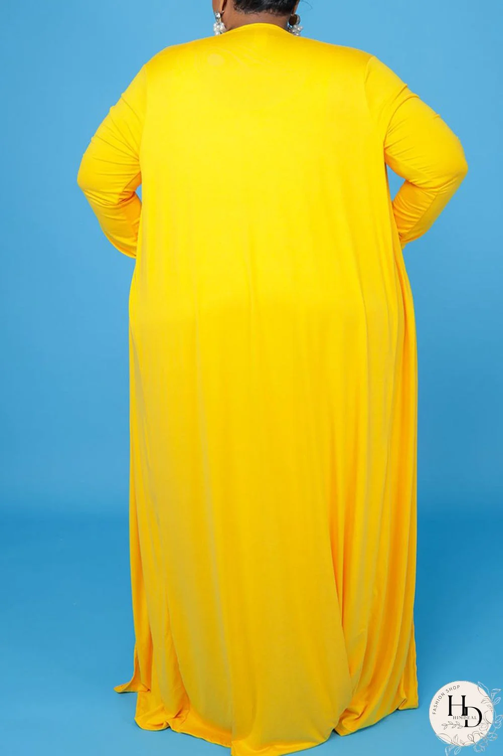 Yellow Casual Solid Patchwork U Neck Plus Size Two Pieces