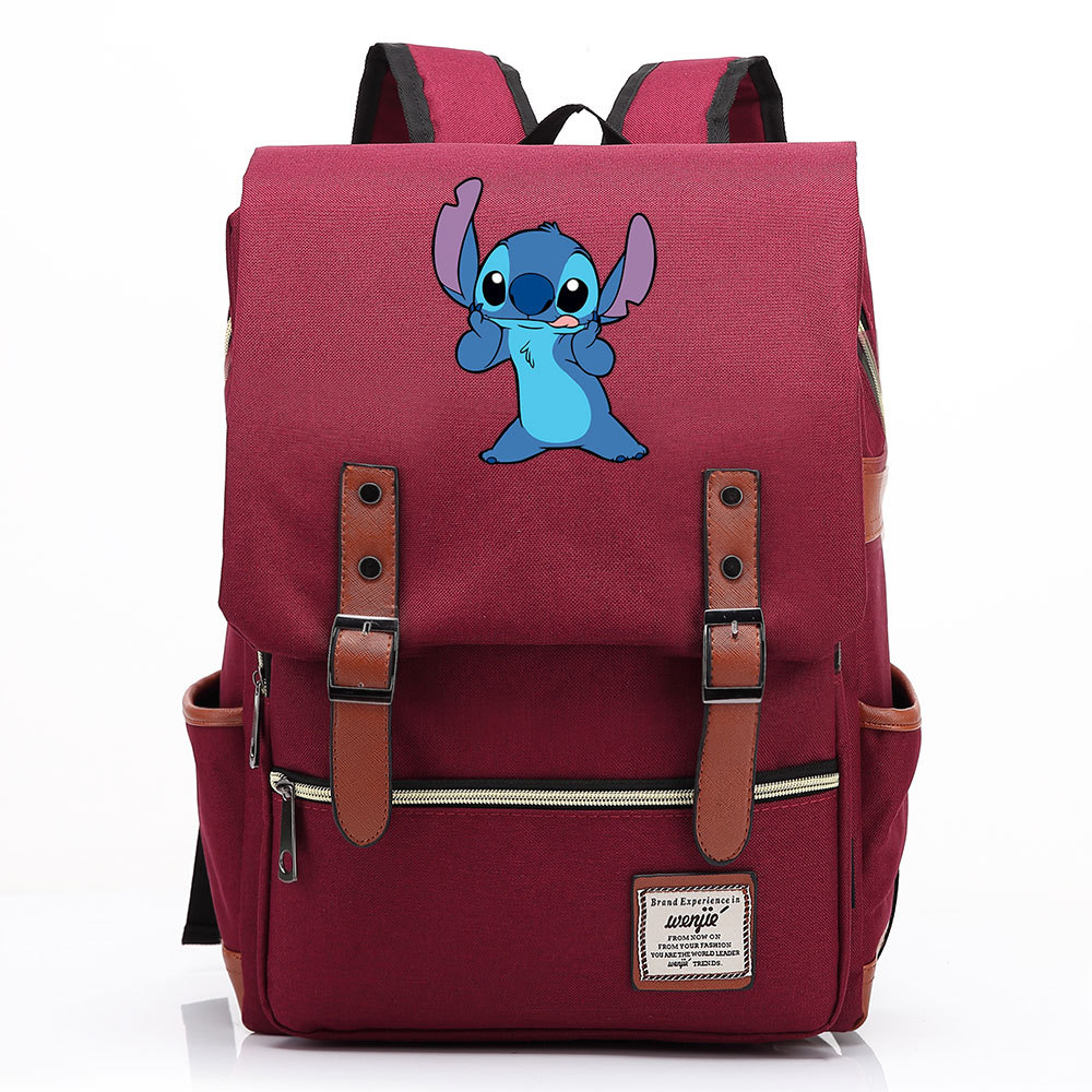 Stylish Lilo & Stitch Square Backpack with Belt Buckle Design - Fits 15-inch Laptop-Mayoulove