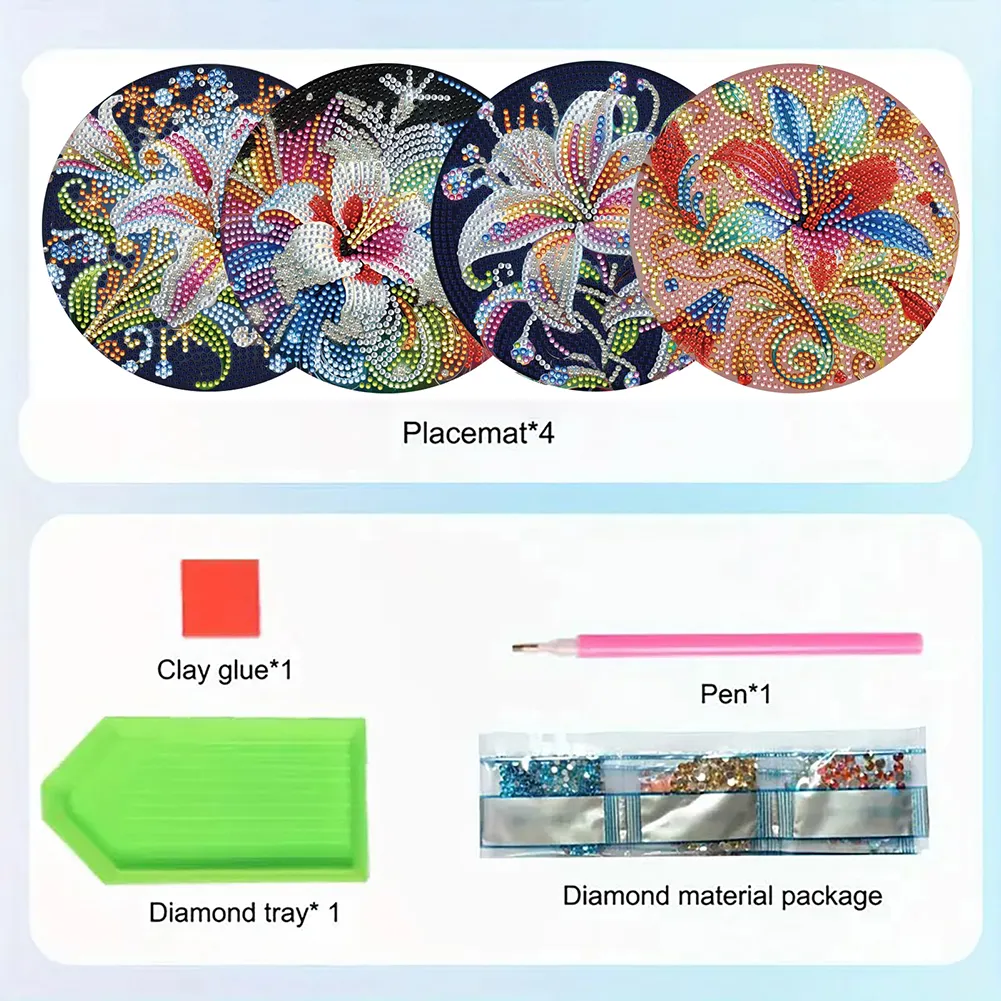 DIY Diamond Dot Kits Lily Diamond Painting Placemats Projects for Beginners