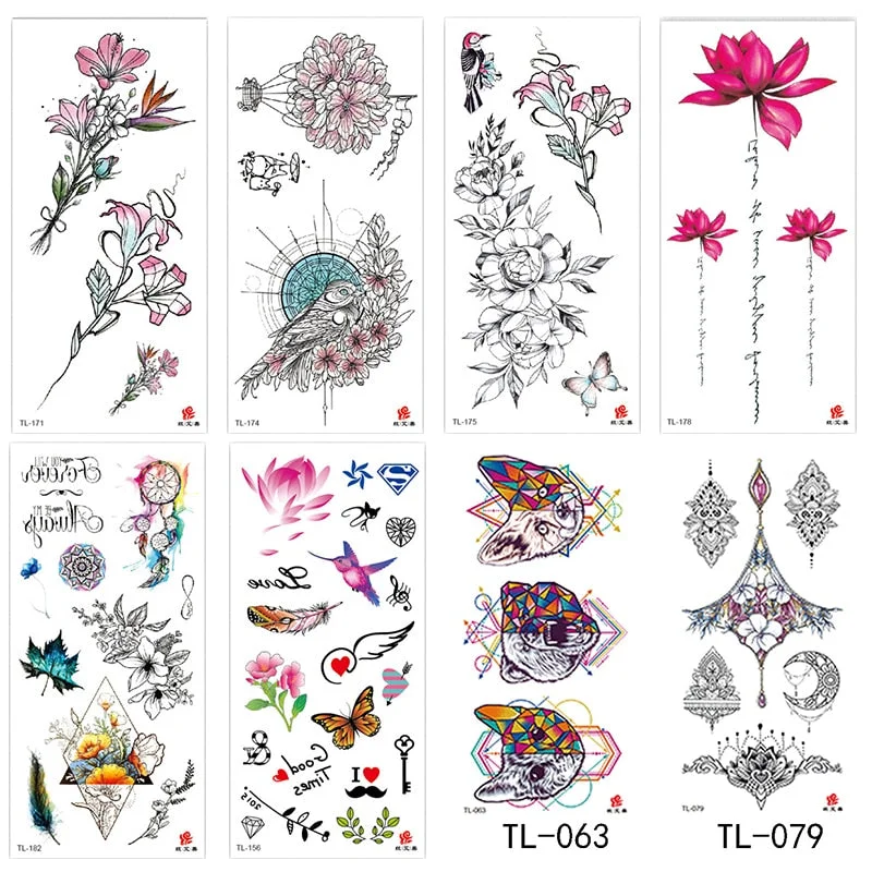 Flower animal totem romantic beautiful bird fragrance waterproof lasting men and women personality temporary tattoo stickers