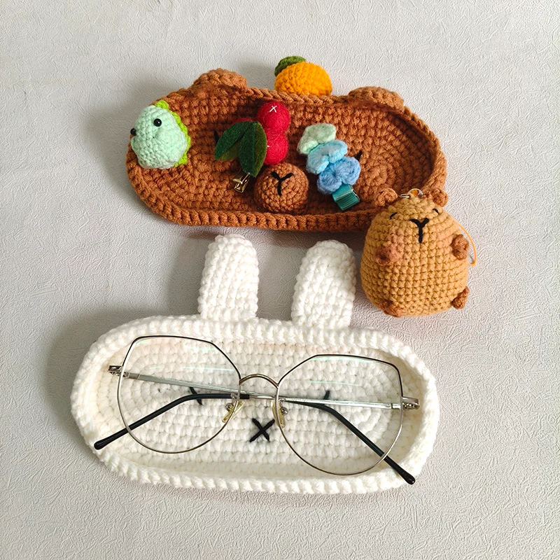 Crochet Animal Eyeglasses Holder & Storage Tray | Desk Organizer