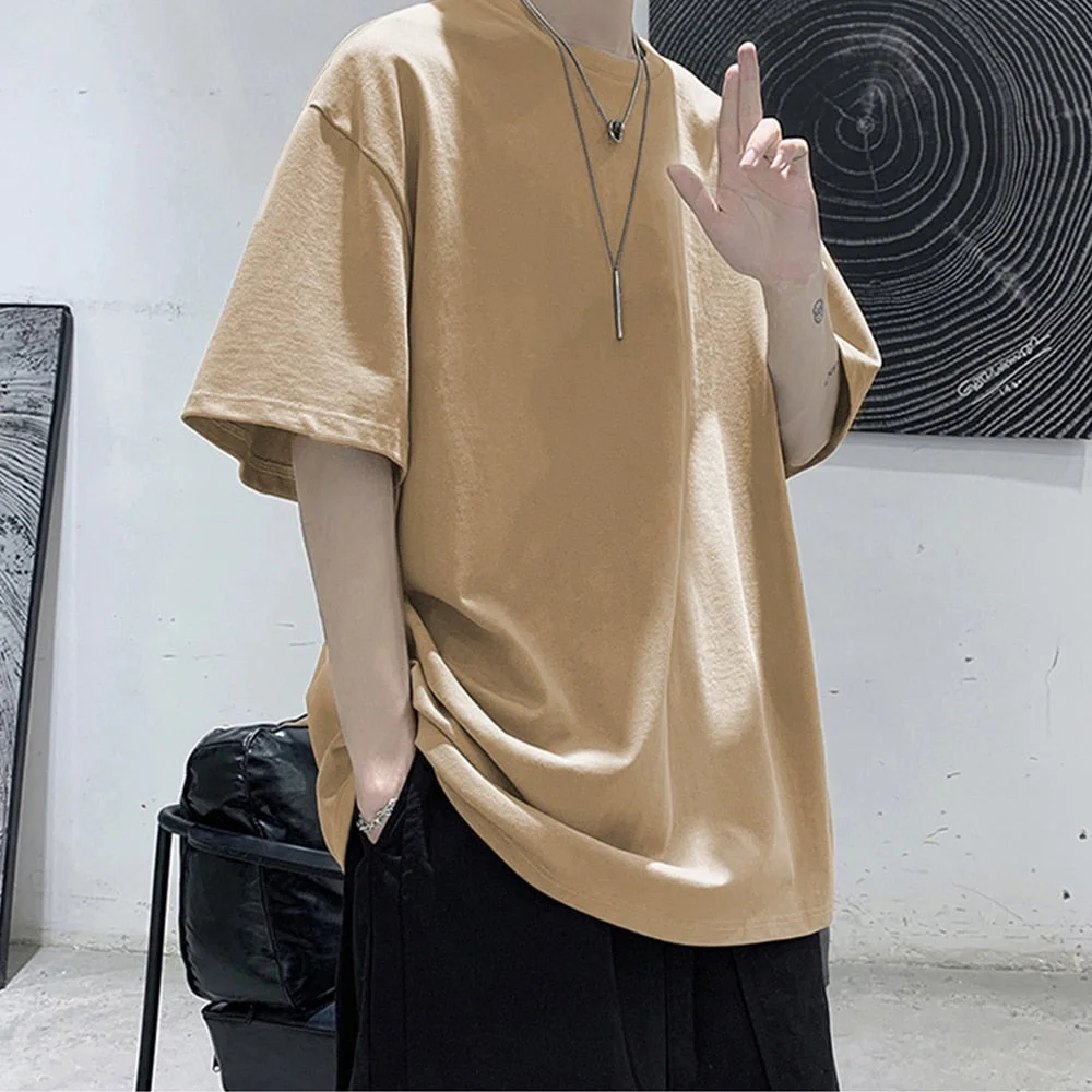 Inongge 100% Cotton T-shirts Men Summer Solid T shirts Women's Basic T-shirts Short Sleeve Classic Tees Female Casual Tops