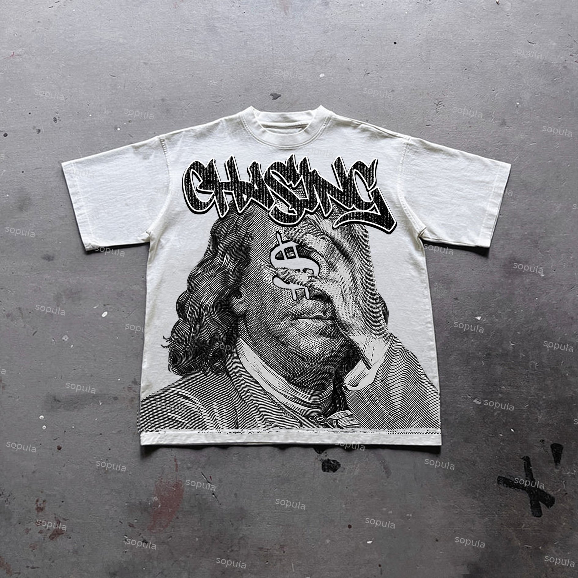 Vintage Chase Money Graphic Print Cotton T-Shirt - SOPULA