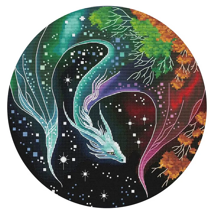 Colorful Dragon 11CT Stamped Cross Stitch 50*50CM