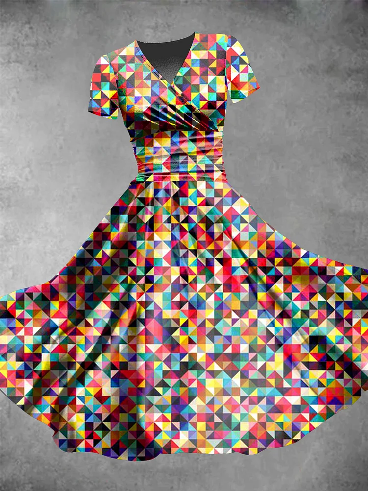 Women's Pride Day Rainbow Colored Triangle Print Maxi Dress