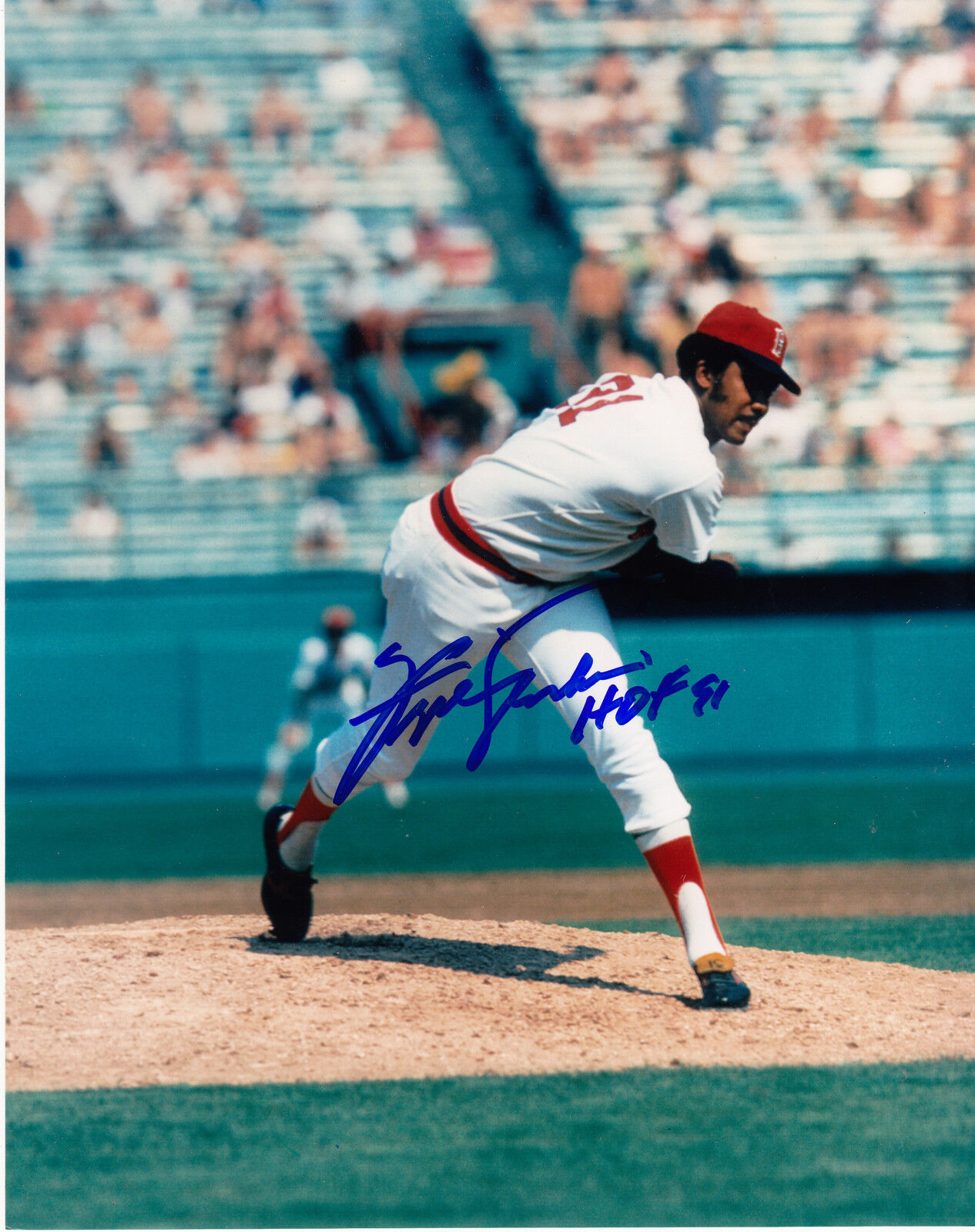 FERGIE JENKINS BOSTON RED SOX HOF 91 ACTION SIGNED 8X10