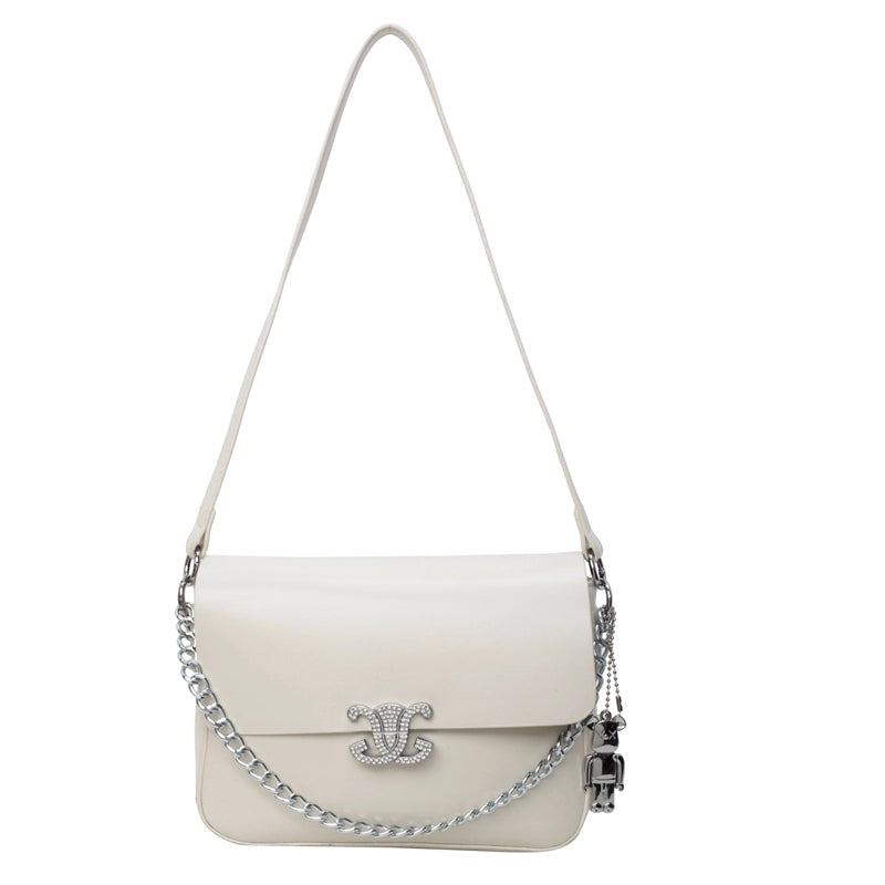 Women’s Pu Leather Solid Color Basic Classic Style Flip Cover Shoulder Bag Crossbody Bag