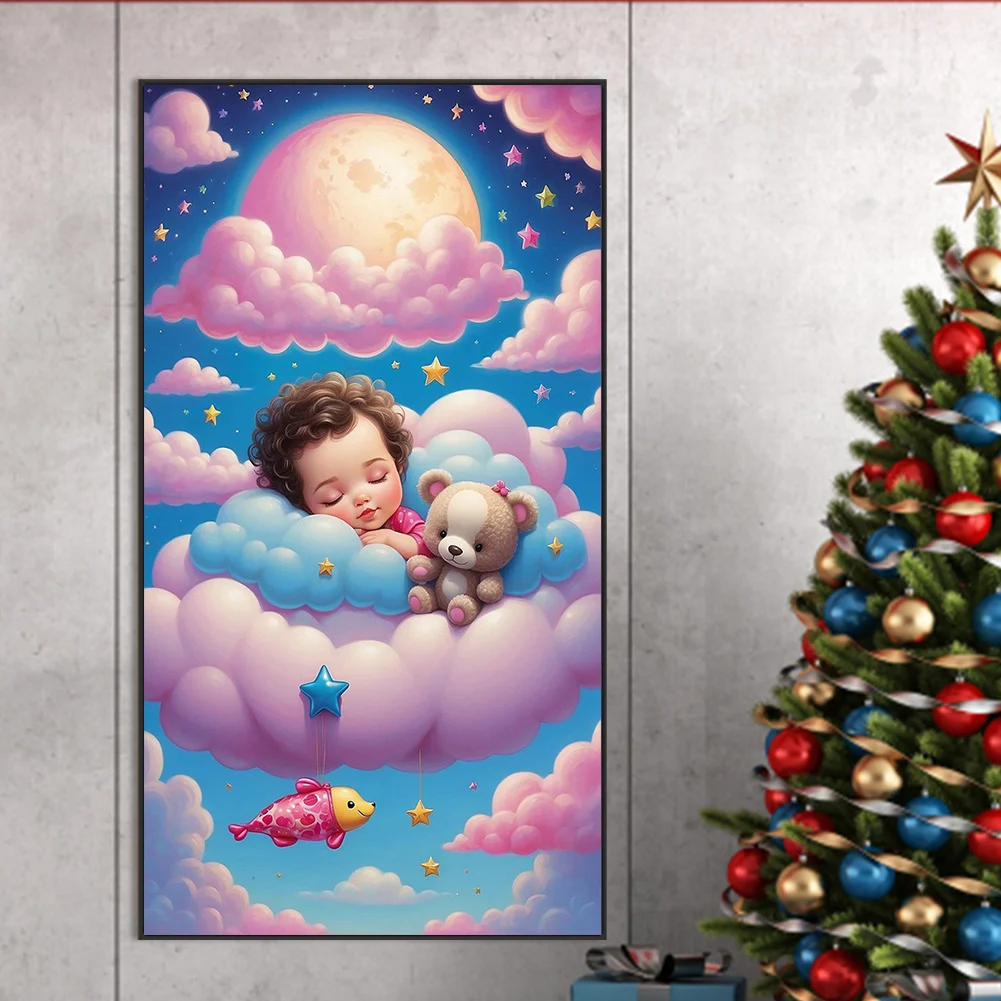 Diamond Painting - Full Round Drill - Clouds Sleeping Kid(Canvas|40*70cm)