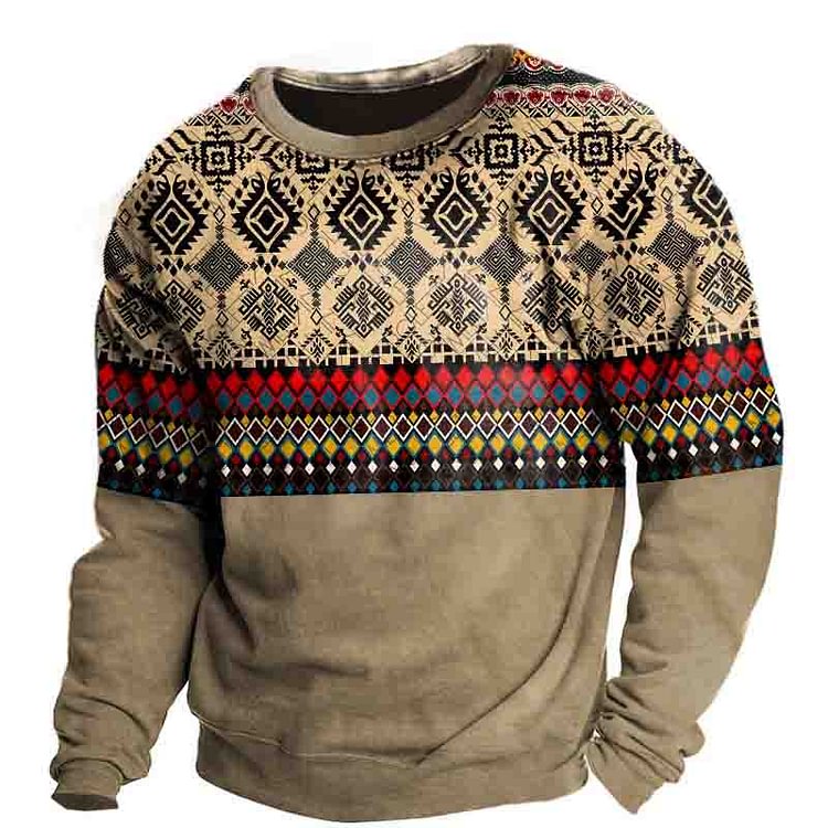 Men's Outdoor Western Aztec Print Sweatshirt