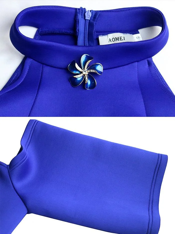 Halter Strapless Bag Hip Flower Decoration Dress