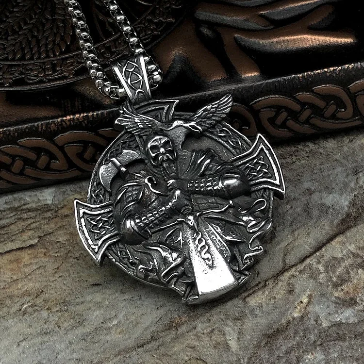 Coutureaura Odin's Warrior Raven Shield Pendant Necklace