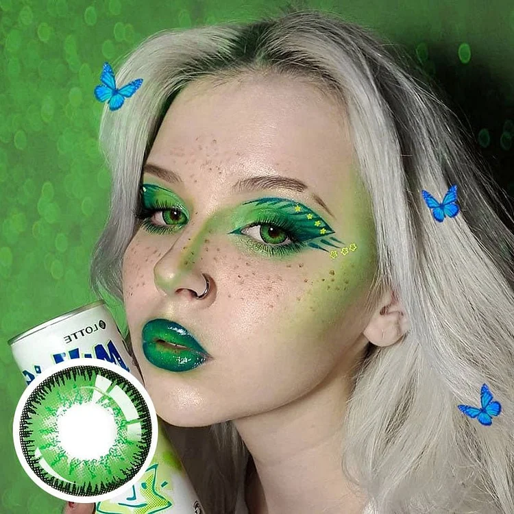 【U.S WAREHOUSE】Vika Tricolor Green Halloween Contact Lenses