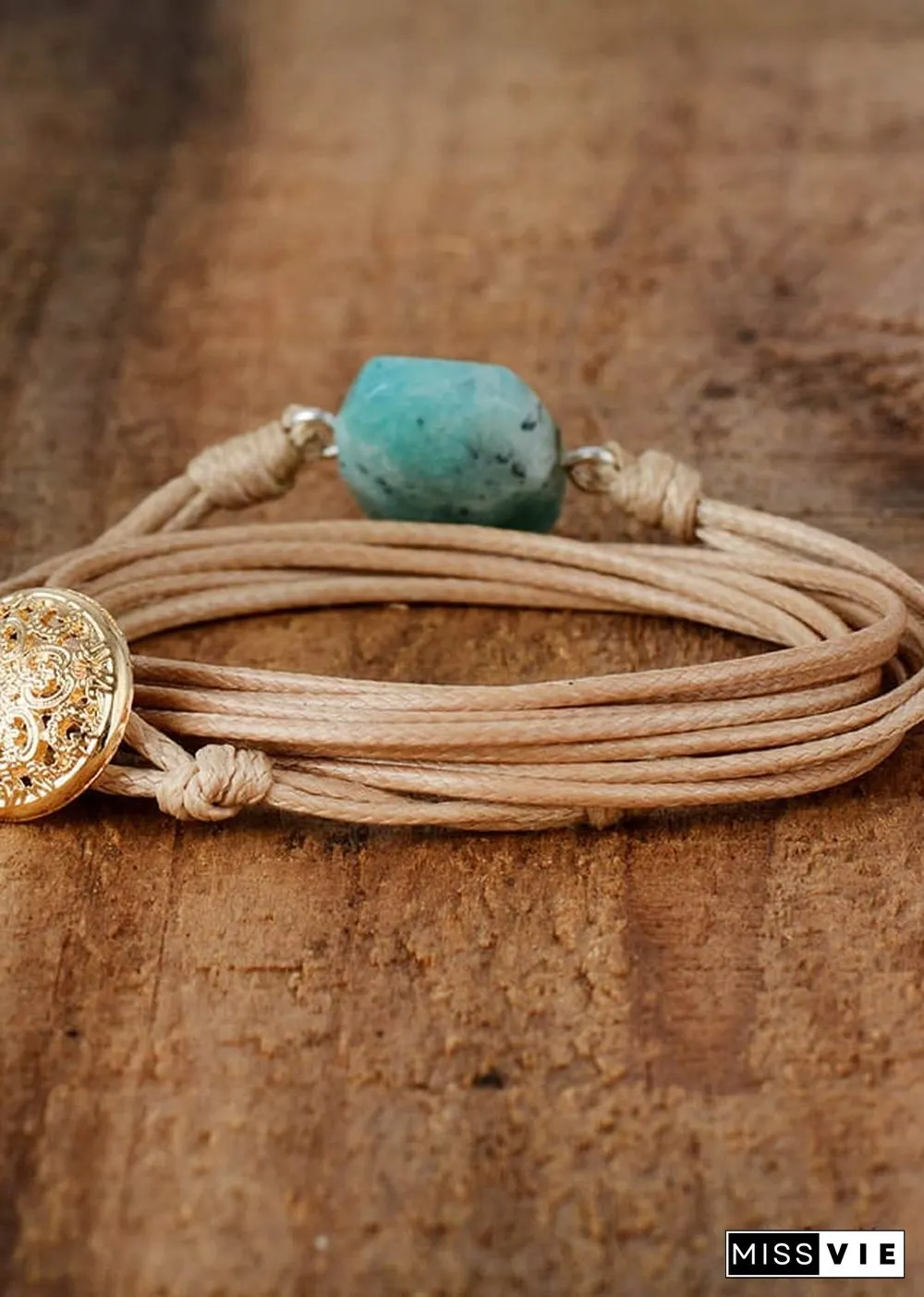 Boho Bracelet, Rope Wrap Bracelet, Blue Amazonite