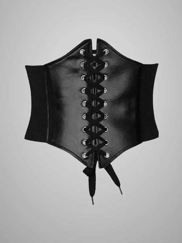 Suspender Black PU Girdle Shapewear-mysite