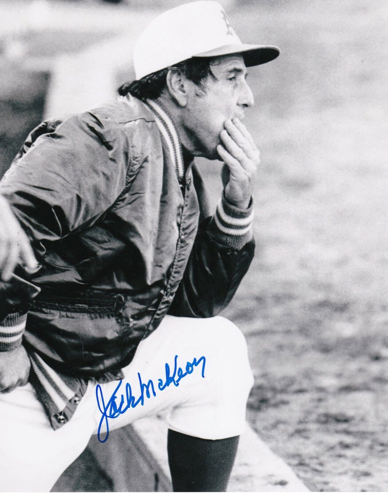 JACK MCKEON OAKLAND A'S ACTION SIGNED 8x10