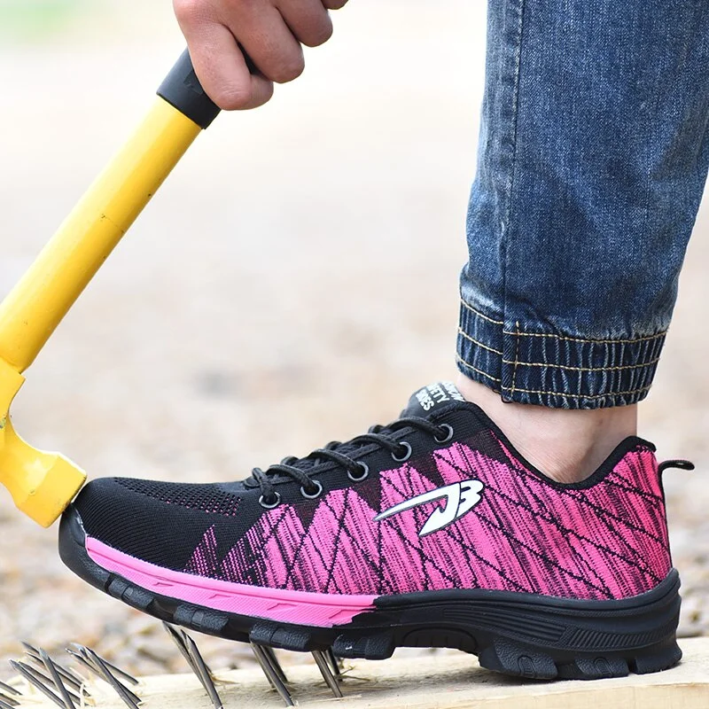 Outdoor Work Safety Shoes With Steel Toe Cap Unisex Wear-Resisting Boots Red Protective Industrial Casual Sneakers Free Shipping