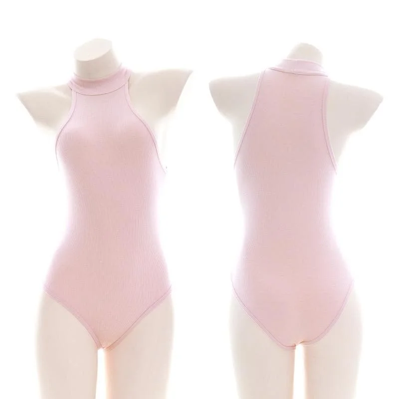Pink High Collar Sukumizu Pajamas Sleeveless Private Underwear SP16595