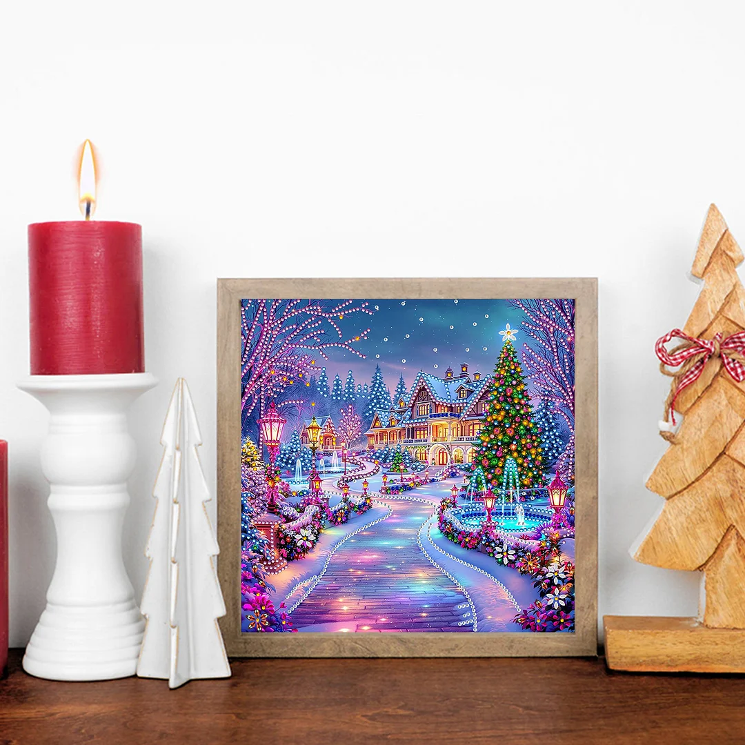 Christmas House - Diamond Painting - Partial Special Shaped Drill(Canvas|30*30cm)