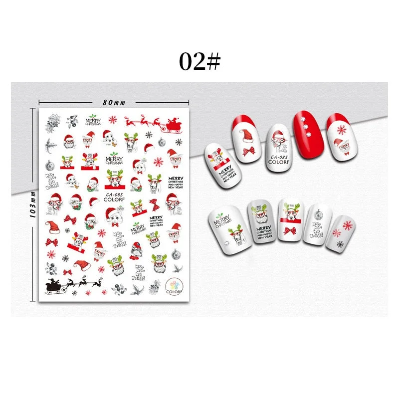 1 Sheet 3D Halloween Nail Sticker Christmas Skull Bone Snake Butterfly Maple Leaf Pattern Decals Manicures 3D Nail Decorations