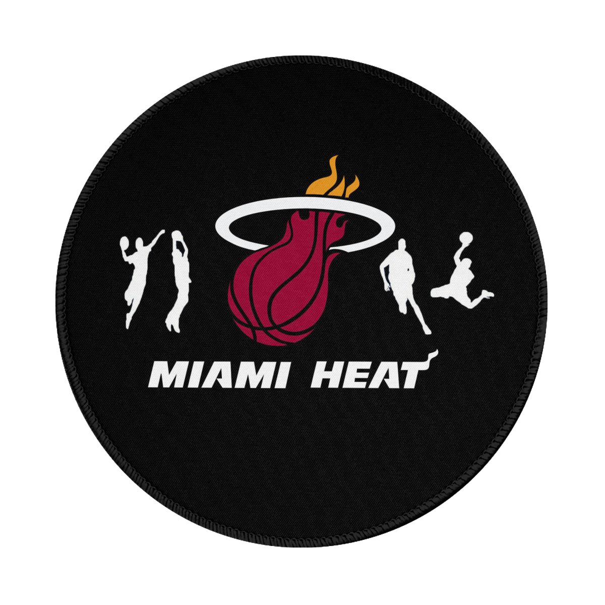 Miami Heat Black Round Non-Slip Thick Rubber Modern Gaming Mousepad