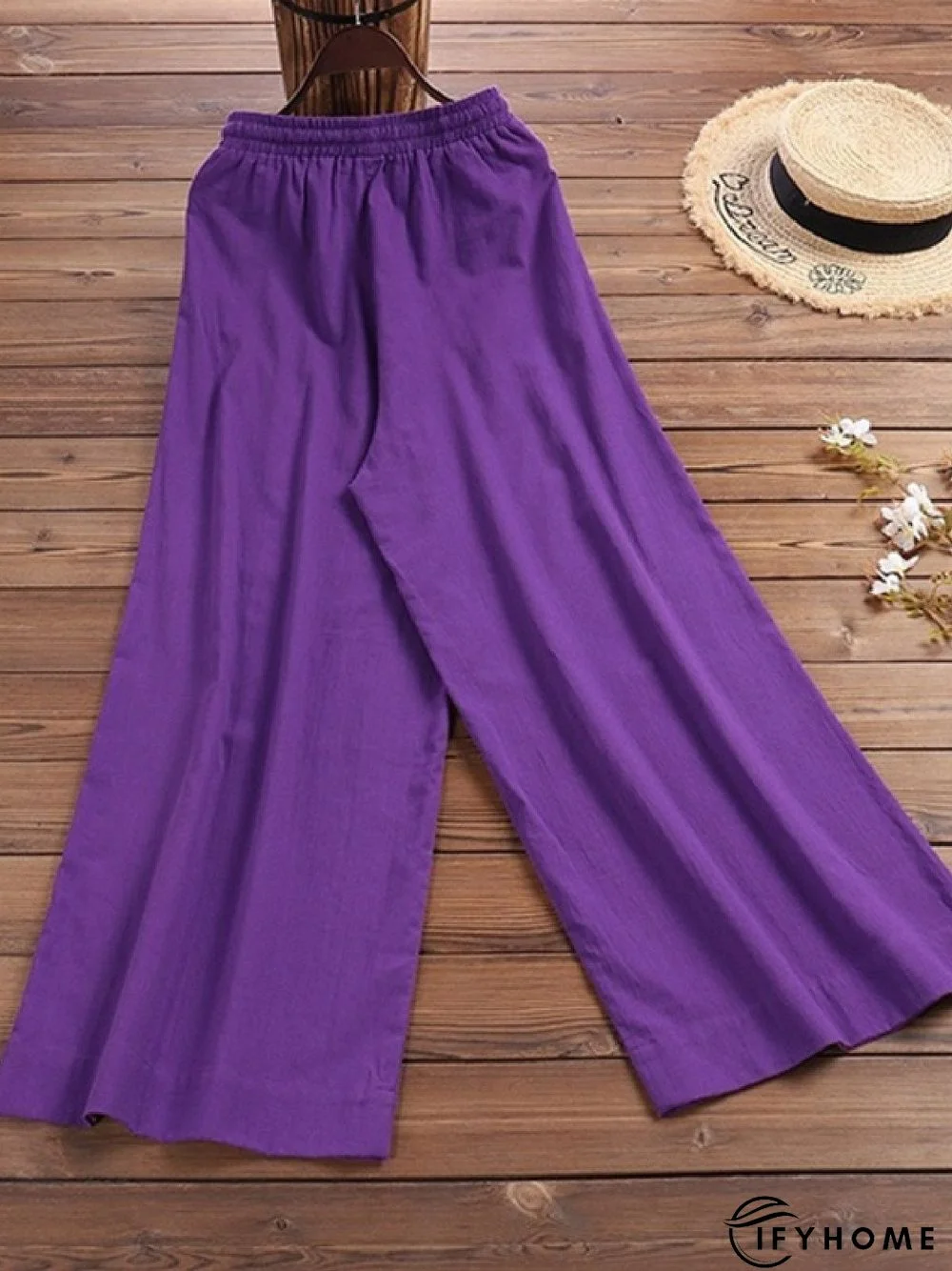 Plain Loose Cotton-Blend Linen & Cotton Bottoms | IFYHOME