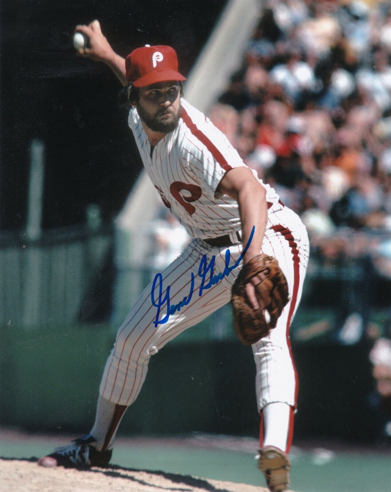 GENE GARBER PHILADELPHIA PHILLIES ACTION SIGNED 8x10