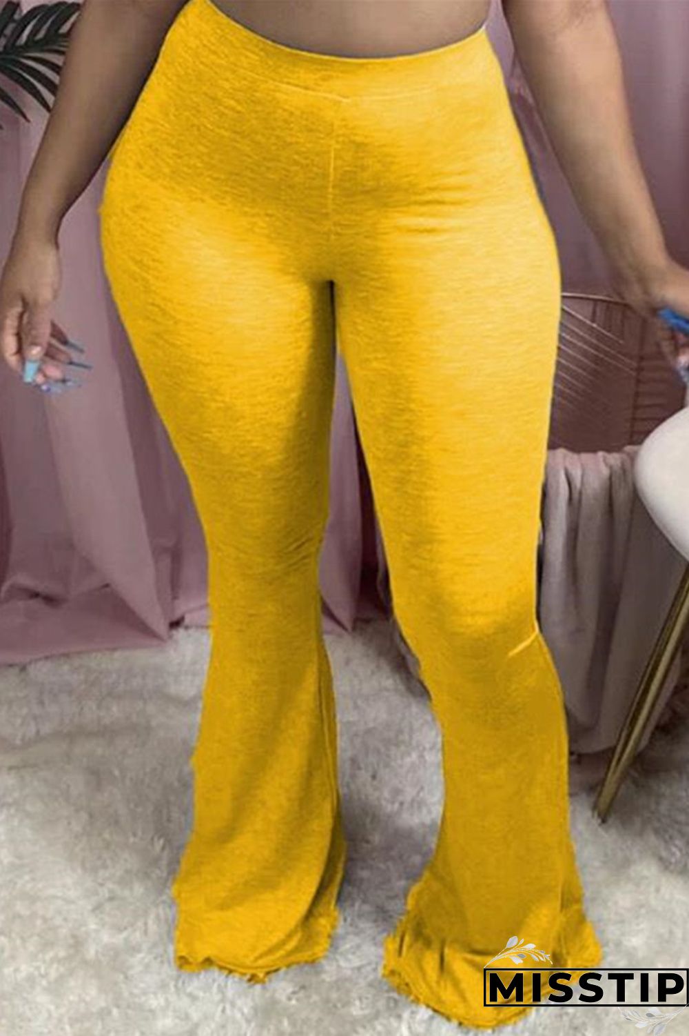 Black Fashion Casual Print Basic Regular High Waist Speaker Positioning Trousers