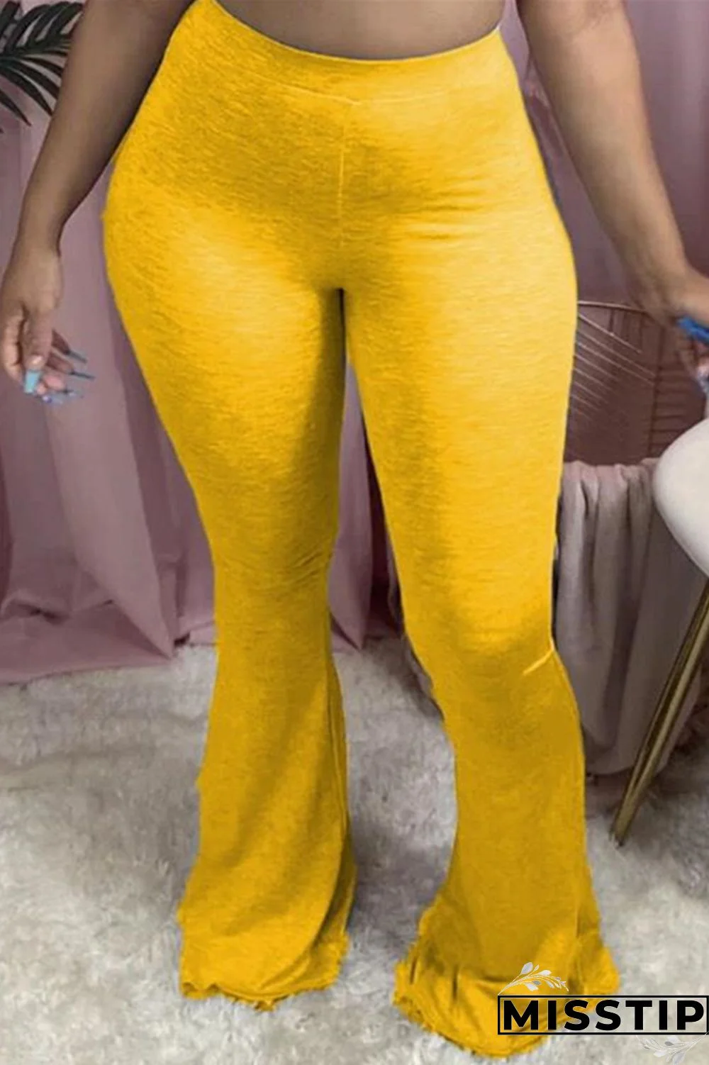 Black Fashion Casual Print Basic Regular High Waist Speaker Positioning Trousers